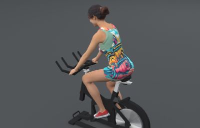 骑动感单车的健身女教练