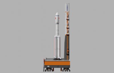 长征七号(CZ-7)运载火箭+转运发射平台Blend,FBX模型