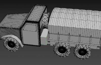 军用卡车3dmax模型素模