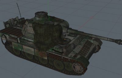 丛林伪装坦克C4D模型