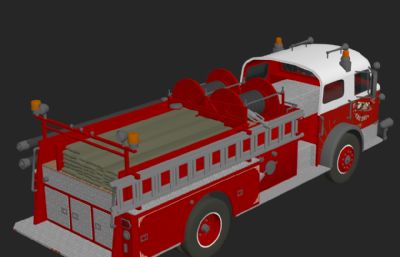 美国老式消防车3ds模型