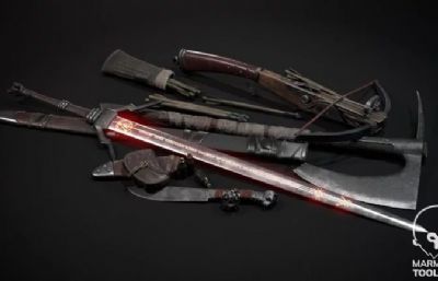 斧头,努,宝剑等冷兵器3dmax模型