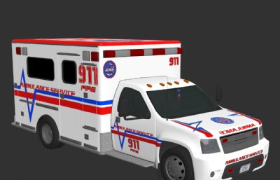 美国白色911救护车3ds模型