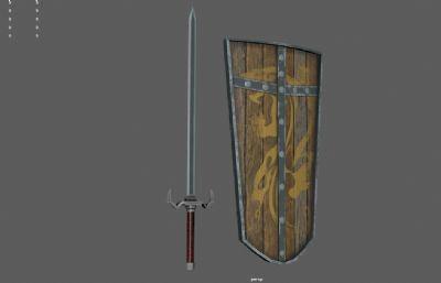 中世纪宝剑铁剑+维京盾牌