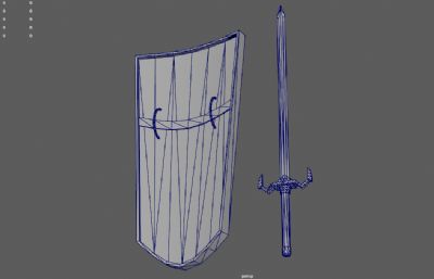 中世纪宝剑铁剑+维京盾牌