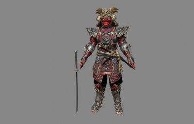 侍魂,深红日本武士blender模型,4K贴图
