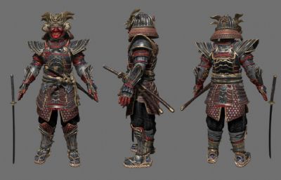 侍魂,深红日本武士blender模型,4K贴图