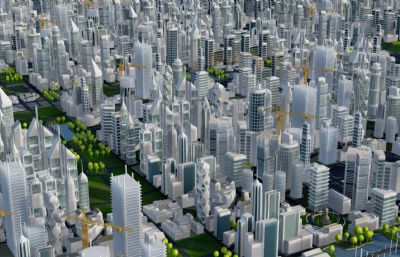 城市空间,城区配楼群blender模型