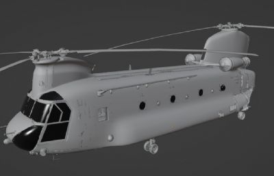 CH-47美军支奴干运输直升机blender模型