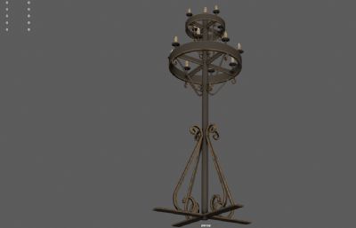 中世纪双层铜烛台,蜡烛灯架