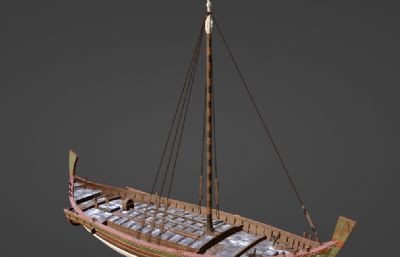 木船,帆船blender模型