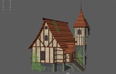 中世纪房屋,欧式砖瓦房,古代楼房阁楼
