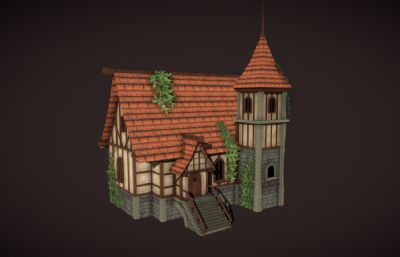 中世纪房屋,欧式砖瓦房,古代楼房阁楼
