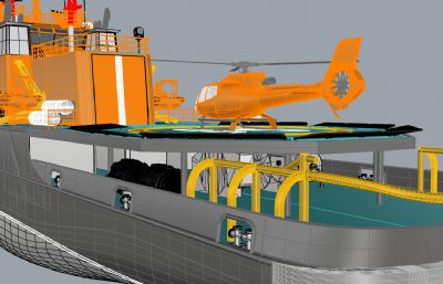 带直升机的海上救援船rhino模型