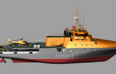 带直升机的海上救援船rhino模型