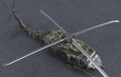 黑鹰战斗突击运输直升机3dmax模型