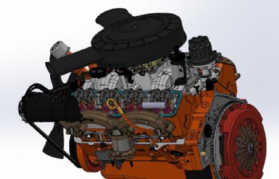 L79四缸汽车发动机step模型