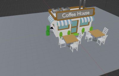 卡通咖啡馆blender模型