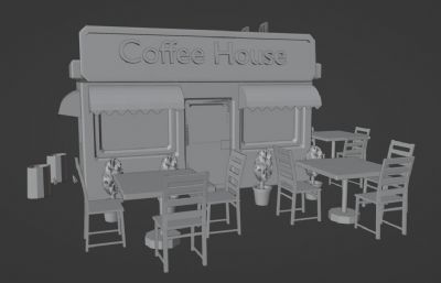卡通咖啡馆blender模型