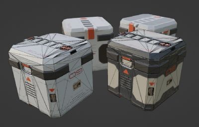 科幻武器装备箱,赛博朋克箱子blender模型