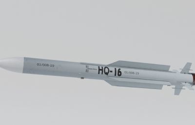 写实次世代红旗16防空导弹,HQ-16导弹blender模型