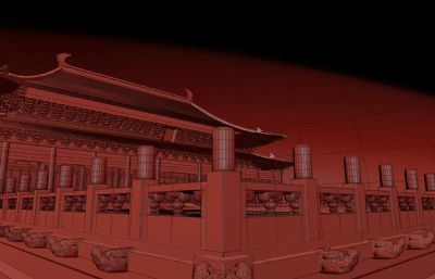 紫禁城太和殿一角视觉场景3dmax模型