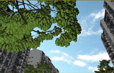小区地产高层住宅,园林景观仰视场景3dmax模型
