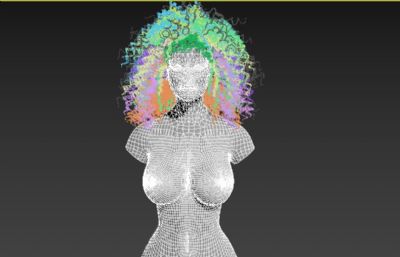 女士膨膨头,爆炸头发型设计3dmax模型