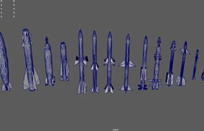火箭弹,巡航导弹,航空炸弹,反舰导弹等组合3dmaya模型
