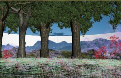 森林孔雀夜景3dmax模型