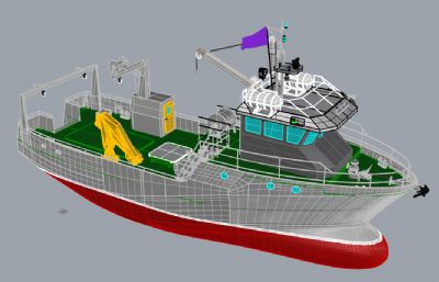 海洋渔船,海洋捕捞船rhino模型