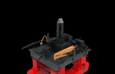 海上半潜式平台,海上油田钻井平台3dmax模型
