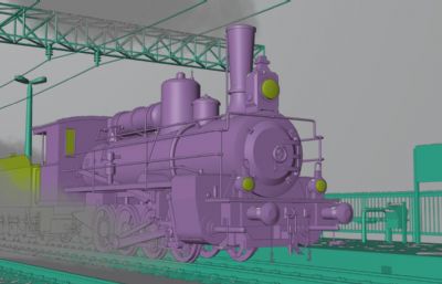 雪山下的蒸汽火车大场景blender模型(网盘下载)