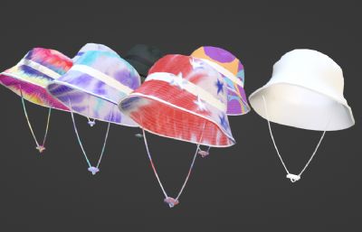 彩虹帽,渔夫帽blender模型,4K贴图