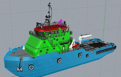 捕鱼船,勘探船,测量船只rhino模型