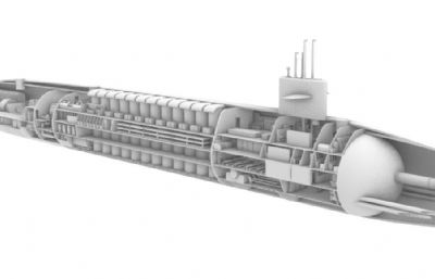 核潜艇内部构造切面rhino模型