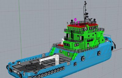 捕鱼船,勘探船,测量船只rhino模型
