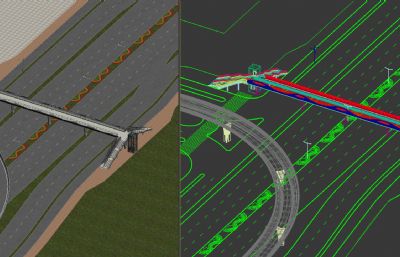 100米过街天桥3dmax模型