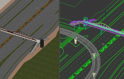 100米过街天桥,人行天桥3dmax模型