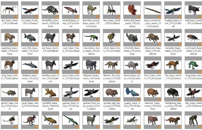 100多种动物组合素模blender模型