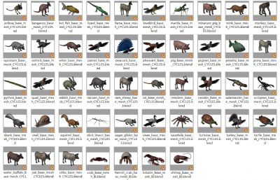 100多种动物组合素模blender模型