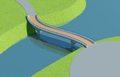 人行过河曲线桥3dmax模型
