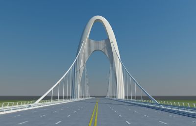 过江单塔斜拉索大桥,跨江大桥3dmax模型