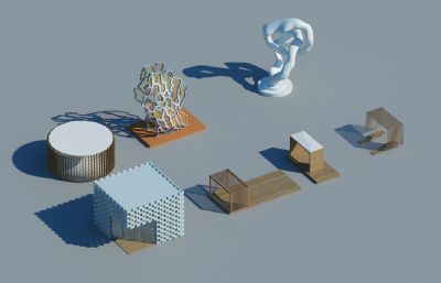 6款城市广场现代雕塑,3dmax模型