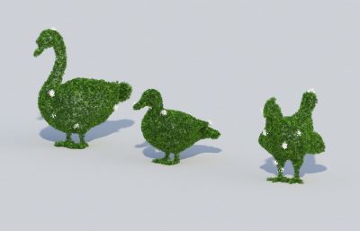 鸡鸭鹅家禽绿植草雕3dmax模型
