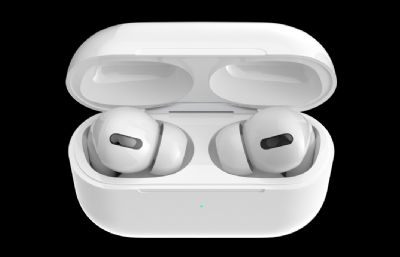 Airpods 2蓝牙耳机,TWS 苹果耳机,C4D建模渲染