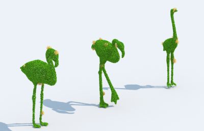 火烈鸟草雕,园林绿化3dmax模型