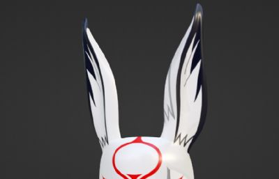 兔子面具,兔脸面具blender模型