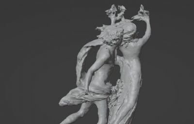 阿波罗和达芙妮,意大利大理石人物雕塑blender,stl模型
