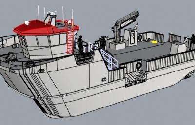 水产养殖作业船只rhino模型